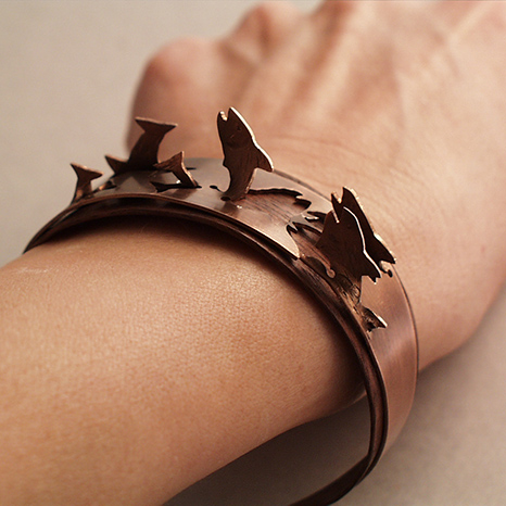 Bronze and Walnut Salmon Bracelet